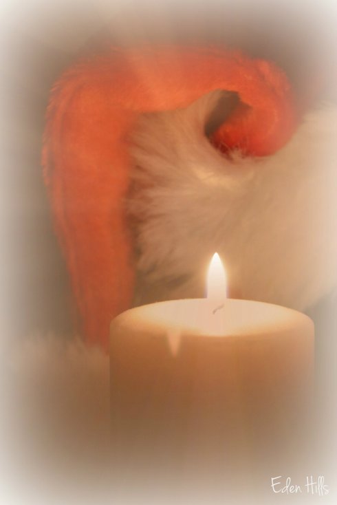 Santa hat candle